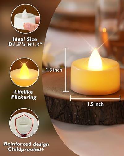 Homemory 12-Pack Flameless Tea Lights Candles Battery Operated, 200+ Hours - Image 4