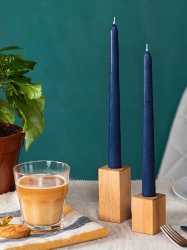 CANDWAX 8 inch Tapered Candles - Set of 12 Dripless Dinner Candles - Dark Blue - Image 5