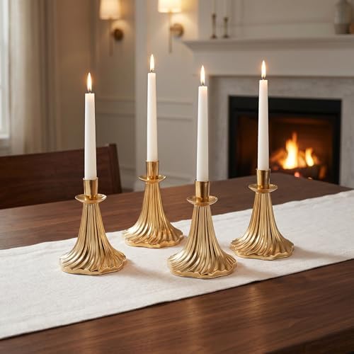 Taper Candle Holders Set of 6 - Victorian Style Gold Vintage Modern Decor, Table Mantel Centerpiece for Wedding Housewarming, Fits Standard Taper Candles - Image 7