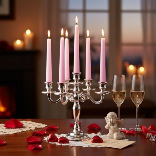 OSHINE 10 Inch Pink Taper Candles - 24 Pack Long Taper Candle Dripless Unscented Smokeless & Emergency 7-8 Hours Long Burning Tall Candlesticks Ideal for Valentine, Weddings, Dinner Parties, Advent - Image 4