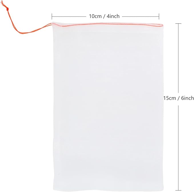 Kikhope Fruit Protection Bags, 6"x4" White Garden Netting Cover Bags 100Pcs | Fruit Netting Bags with Drawstring, Fruit Protection Netting Bags, Insect Bird Netting, Pest Barrier Bags, Garden Net