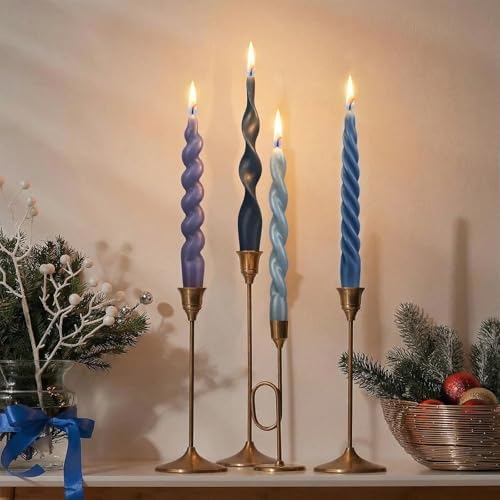 Nuanchu 4 Pcs Twisted Taper Candles,7.87 Inch,Pure,Blue - Image 5