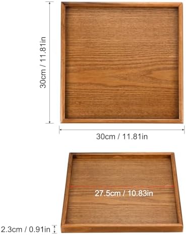 PATIKIL Wood Serving Tray 11.8 Inch, Square Decorative Platter for Home Decor Kitchen Table Candle Holder, Brown - Image 2