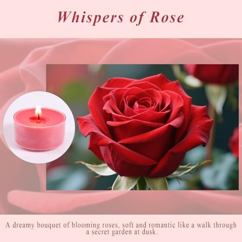 Scented Tea Lights Candles, Wisper of Rose, 16 Pack – Red Scented Tealight Candles– 100% Palm Wax – 6 Hour Burn Time Aromatherapy Tea Light Votive Candle for Dinner, Bedroom, Spa - Image 2