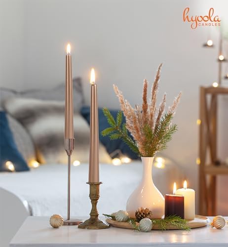 Hyoola 12 Pack Tall Metallic Taper Candles - 14 Inch Copper Metallic, Dripless, Unscented Dinner Candle - Paraffin Wax with Cotton Wicks - Image 6