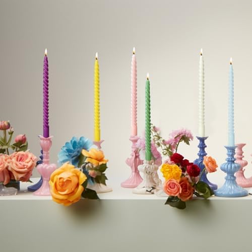 MAITREYA Pink Taper Candles Stick Spiral Twisted Candles-Set of 12 for Decoration Weddings Party Church-Unscented Dripless Candles,10inch(F-babypink) - Image 4