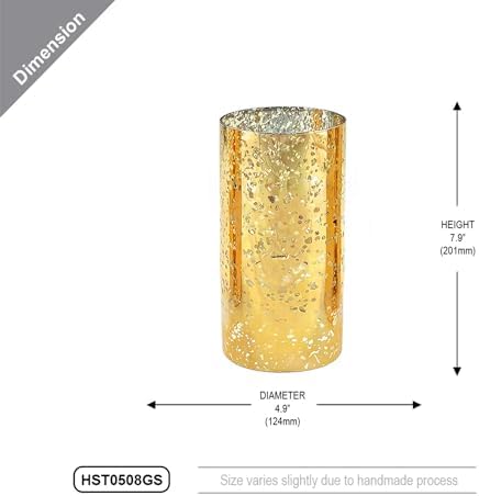 WGVI Hurricane Candle Holder Sleeve, W: 5", Ht: 8", Gold Speckled Glass Cylinder Open Both Ends, Chimney Tube Shade, 12 Piece - Image 2