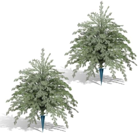 2PCS Norfolk Island Pine Trees with Ground Spike Christmas Decor by LivingGreenEveryDayShine