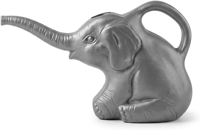 PMU 6 Pcs 2-Quart Elephant Watering Can – Durable Plastic Garden Watering Can for Indoor & Outdoor Plants, Easy-Pour Spout, Large Water Pot, Gray