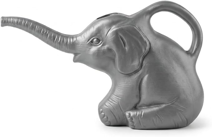 PMU 12 Pcs 2-Quart Elephant Watering Can – Durable Plastic Garden Watering Can for Indoor & Outdoor Plants, Easy-Pour Spout, Large Water Pot, Gray