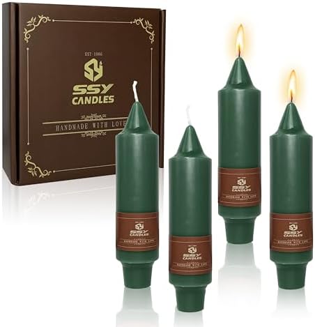 Dark Green Short Taper Candle Candle Sticks, 5 Inch Mini Pillar Candles Small Taper Candles, 4PCS Handmade Unscenteds Candlesticks for Festive, Party, Spell, Wedding, Home Decor by FCMSHAMD