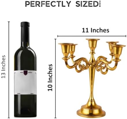 Rely+ 5 Arm Candelabra Taper Candle Holders Decorations Indoor Kitchen Décor Table Candles Candlestick Candelabra Centerpiece (Gold) - Image 3