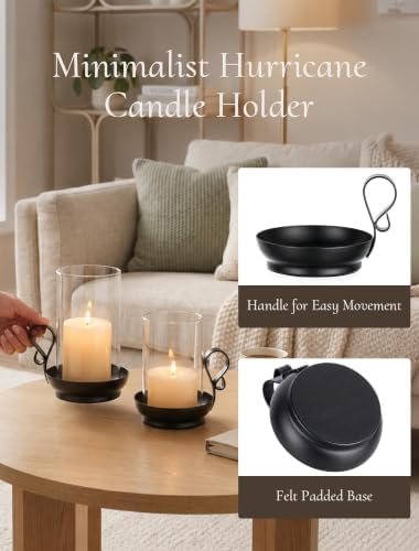 Black Hurricane Candle Holders: Pillar Candle Holder Set of 2 - Image 3