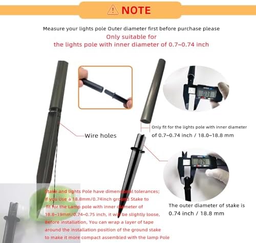 10 Pack Solar Light Stakes Replacement (Fit for Pole Inner Diameter 0.73 inch), ABS Reinforced Ground Spikes with Wire Holes for Outdoor Solar Light Pathway Christmas Landscape Garden Deco - Image 2