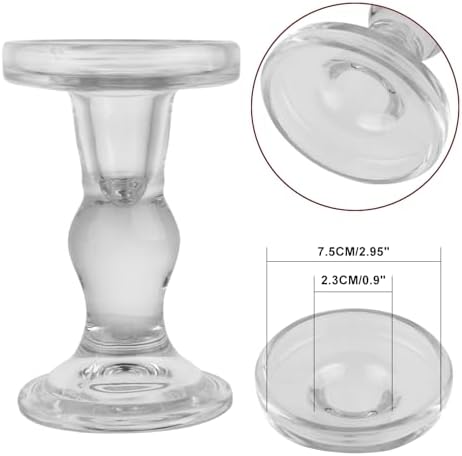 3-Piece Set of Glass Candlestick, Crystal Candlestick Holder Holder and Conical Candle, Christmas Candle Holder Decoration, Family Living Room Wedding Candle Holder (Clear) - Image 3