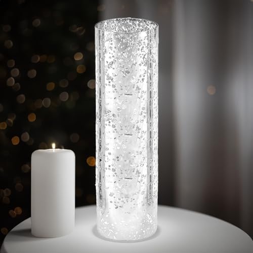 WGVI Hurricane Candle Holder Sleeve, W: 4", Ht: 16", Silver Speckled Glass Cylinder Open Both Ends, Chimney Tube Shade, 6 Pieces - Image 5