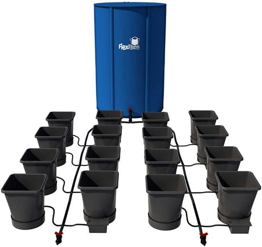 AutoPot 16 Pot XL System with 6.6 Gallon Plastic Pots and 60 Gallon FlexiTank - Self-Watering, Gravity-Fed Hydroponic System (16PotXL - 6.6 Gallon - 60 Gallon FlexiTank) Indoor, Black