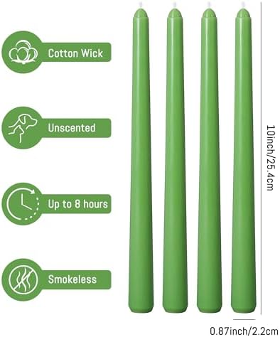 Viyffo Taper Candles, 10 Inch, 4 Pack, Grass Green – Unscented, Smokeless - Image 5