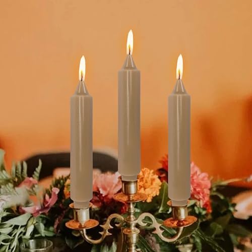 NJAO HOO Brown Short Taper Candle 7 Inch Candlesticks Unscented Dripless Tapered Candle Set for Home Decor Wedding Party Dinner Candles, 4 Pack - Image 6
