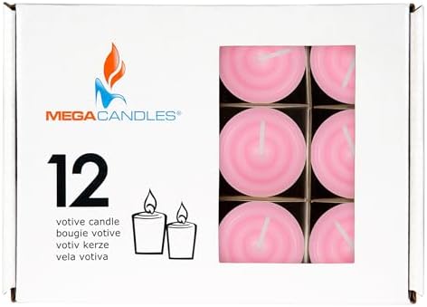 Mega Candles 12 pcs Unscented Pink Votive Candles, Hand Poured Wax Candle 15 Hours 1.5 Inch x 2.25 Inch, Home Décor, Wedding Receptions, Centerpieces, Occasions, Events, Festivities, Meditations - Image 3