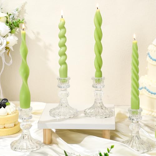 Nuanchu 4 Pcs Twisted Taper Candles,7.87 Inch,Pure,Sage Green - Image 3