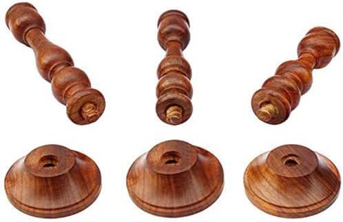 Wooden Candle Holder Set of 3 Pcs - Living Room Decor for Elegant Home Ambiance - Handcrafted Rustic Candle Holders for Holiday Table Centerpiece and Sister Gifts Ideas (Piller) - Image 3