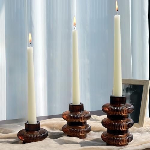 VOHO 18pcs Amber Taper Candle Holders for Table Centerpiece Wedding Party - Image 4