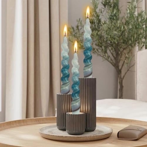 NJAO HOO Candlesticks 7.5 in Spiral Taper Candles Twisted Candle Sticks Hand Printing Marble Candlesticks for Home Garden Decor Simple Modern, 2Pcs - Image 6