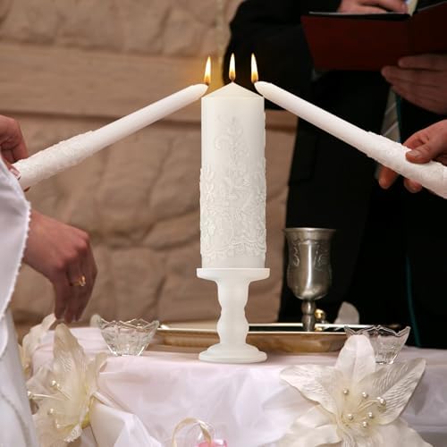 Irenare Unity Candles for Wedding Ceremony with Holder,Ceramics - Image 2