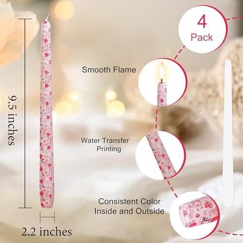 10 inch Long Candle Blue Quicksand Taper Candles Printed Candlestick Handmade Unscented Taper Candle 4 Pack Smokeless Tapered Candles for Home Dinner Wedding Holiday - Image 4