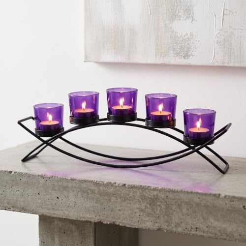 Seraphic Dining Room Table Centerepice,Tealight Candle Holder, Purple - Image 4