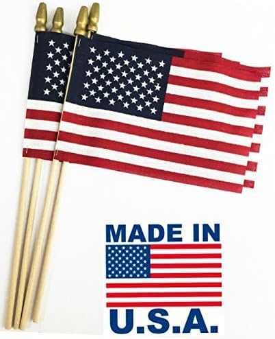 GIFTEXPRESS 12-Pack, Proudly MADE IN U.S.A. 8x12 Inch Spearhead Handheld American Stick Flags/Grave marker American Flags/USA Stick Flag (12)