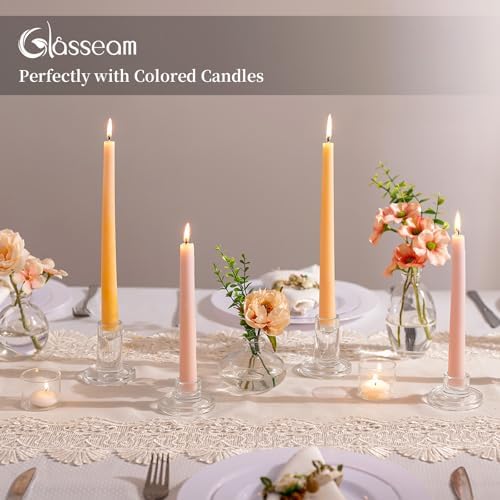 Glasseam Glass Taper Candle Holders, 3Pcs Small Candlestick for Table Decor - Image 2
