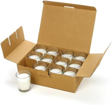 Hosley Set of 12 Ivory Unscented Votive Candles 12 Hour Burn Time Hand-Poured Wax in Clear Glass Holders Long-Lasting, Smokeless Candles for Weddings, Home Décor, Spa & Events. - Image 5