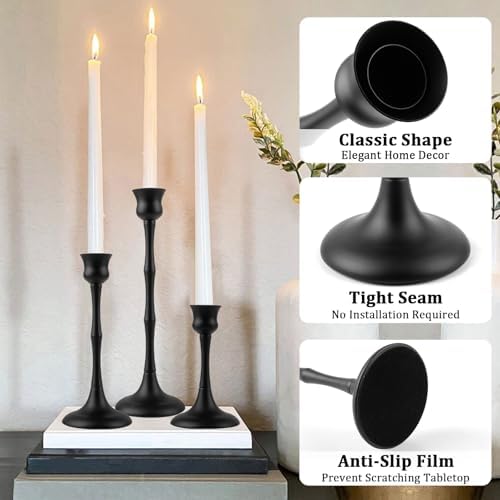 Vintage Metal Candlestick Holders, Set of 6 Black Candle Holders for Candlesticks Antique Taper Candle Stand Candle Sticks Holder for Housewarming Wedding Mantelpiece Table Centerpiece Decor - Image 7