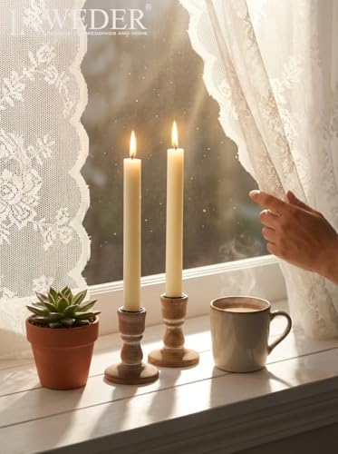 Wooden Candlestick Holders Rustic: Farmhouse Taper Candle Holder - Image 5