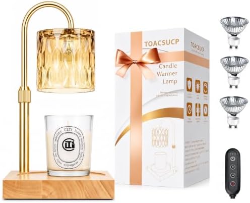 Candle Warmer Lamp with 3 Bulbs, Adjustable Height Dimmable Candle Warmer with Timer, Candle Lamp with Charming Gift Box Ribbon,Birthday Gifts for Women Mom, House Warming Gifts New Home Decor by TOACSUCP