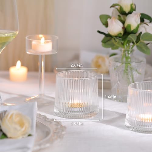 DARJEN Clear Ribbed Tealight Votive Candle Holders- 6Pack - Image 6