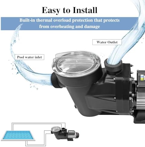 2.5HP Swimming Pool Pump Motor Above Ground Swimming Pool Powerful Self Primming Pool Pump 148 GPM/1850W Filter Pump w/Strainer Basket and Drain Plug