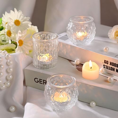 DARJEN Clear Votive Candle Holders Set of 36- Round Glass Candle Holders Bulk for Tea Light Candle, Embossed Candle Votives for Wedding Centerpiece, Various Parties & Home Decor - Image 6