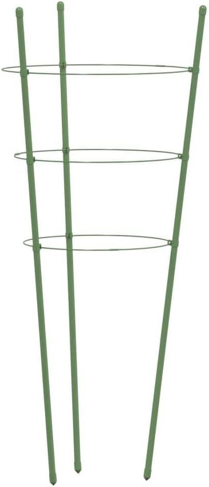 Green Plant Supports with 3 Rings 5 Pack 17.7 Inch Steel Tomato Cages for Climbing Fruits Flowers Vegetables