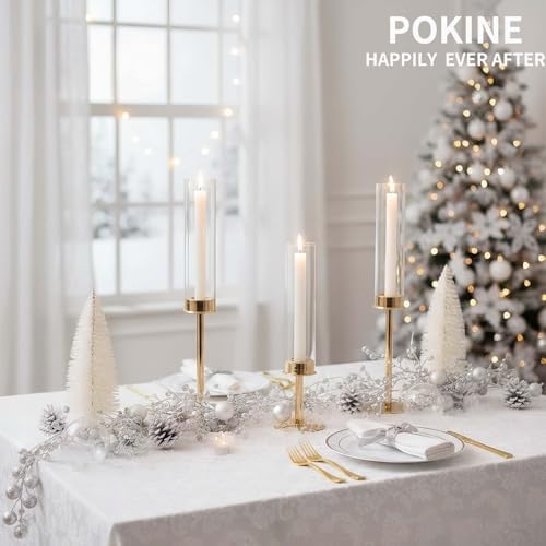 POKINE Gold Candle Holders Set of 3 for Taper Candle Holders - Image 6