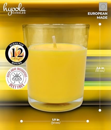 Hyoola Citronella Candle Votives in Glass Cup, Indoor and Outdoor Decorative and Mosquito, Insect and Bug Repellent Candle, Natural Fresh Scent, 12 Hour Burn Time, Made in Europe (Pack of 24) - Image 3