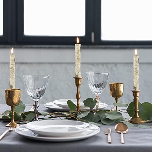 Eywamage Short Birch Bark Flameless Taper Candles with Remote Set of 6 - Image 6