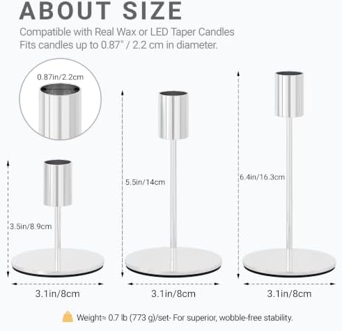 zeochyni Silver Candlestick Holders Set of 6 for Home Decor - Image 3