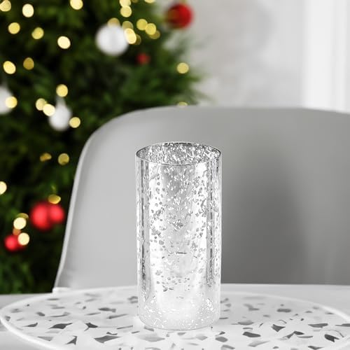 WGVI Hurricane Candle Holder Sleeve, W: 3", Ht: 6", Silver Speckled Glass Cylinder Open Both Ends, Chimney Tube Shade, 6 Pieces - Image 7