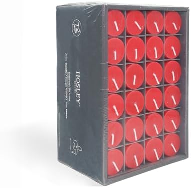 Hosley Set of 72 Unscented Red Votive Candles, 10–12 Hour Burn Time, Long-Burning Candles for Weddings, Events, Home Décor, Spa & Special Occasions by HOSLEY