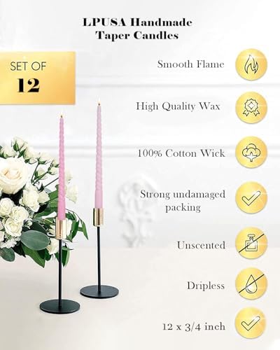 Brown Tall Taper Candles 12 inch Unscented Smokeless Long Spiral Tapered Candle for Candlesticks Sticks Wedding Advent Home Decor Dinner Christmas，Set of 12,Spiral - Image 5