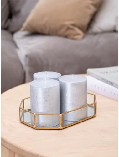 CANDWAX 3x4 inch Pillar Candles Set of 3 – Unscented Dripless Silver Candles for Event Decor, Weddings, Home Use - Image 5
