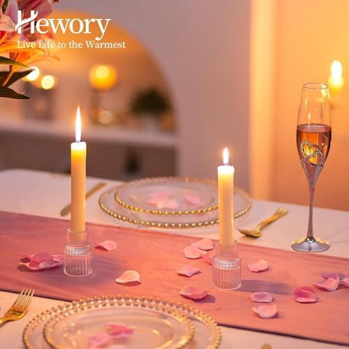 Hewory Taper Candle Holders Bulk, 20PCS Clear Glass Candlestick Holders - Image 3